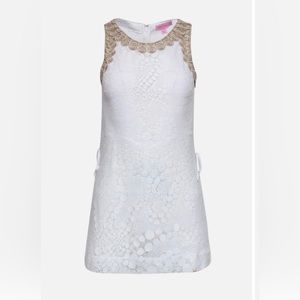 Lilly Pulitzer - White Lace Donna Romper with Gold Laced Trim